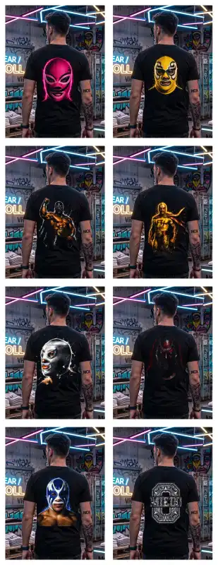 Luchadores Mexicanos 14 plantillas semitonos dtf png lucha libre
