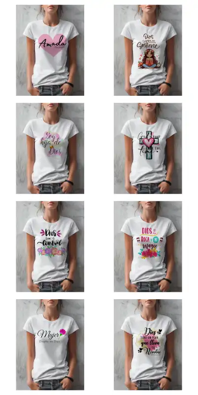 Plantillas cristianas mujer 8 diseños png sublimacion