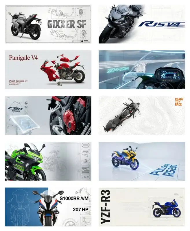 Motos deportivas Plantillas tazas 10 diseños sublimacion Motocicletas