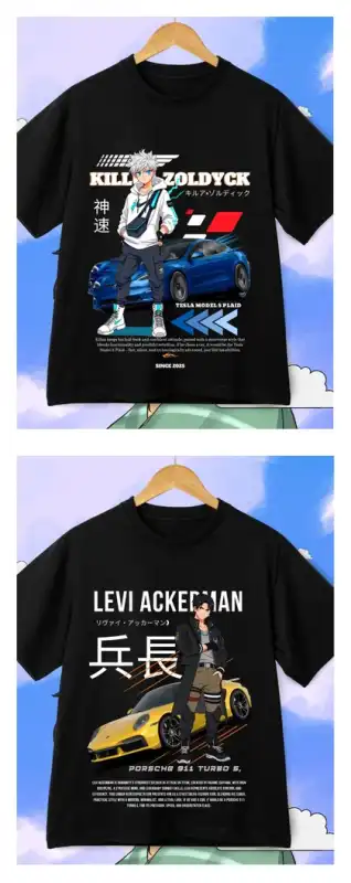Anime autos deportivos dtf vectores 2 diseños playeras negras
