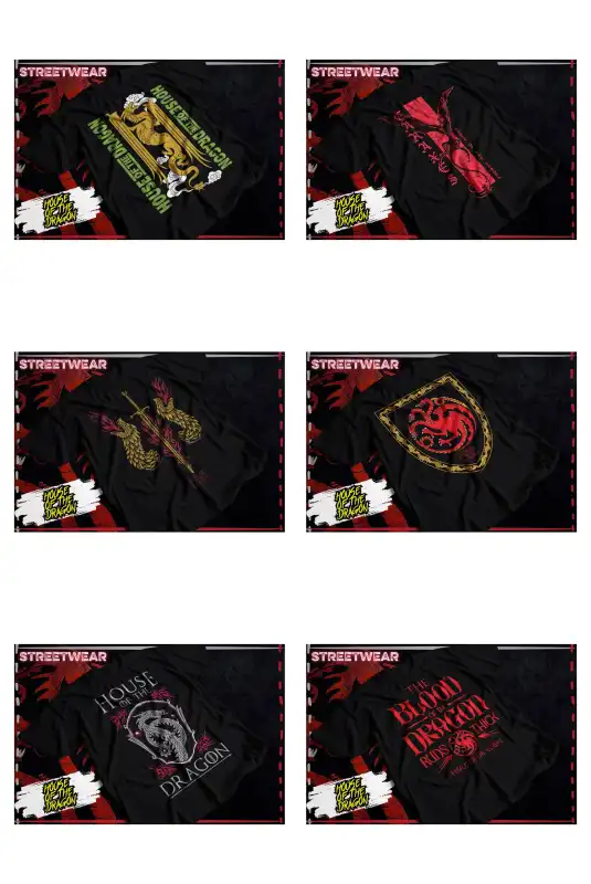 house of dragons 10 plantillas DTF semitonos png playera