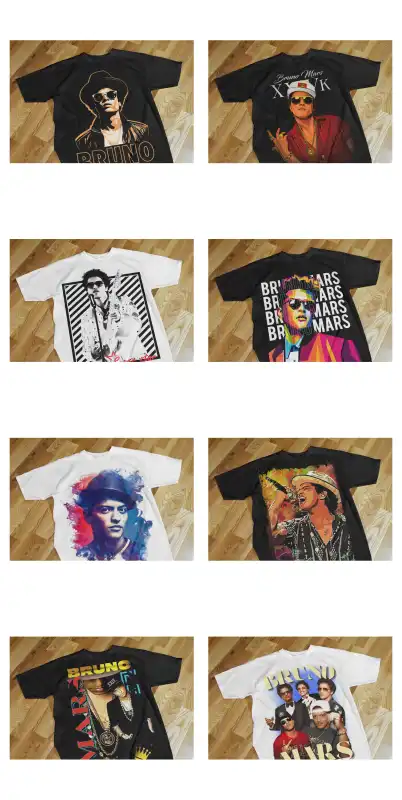 PLAYERA BRUNO MARS - 15 diseños PNG semitonos DTF
