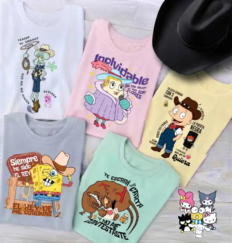 bob espona y sus amigos vaqueros medio este 15 plantillas sublimacion playeras