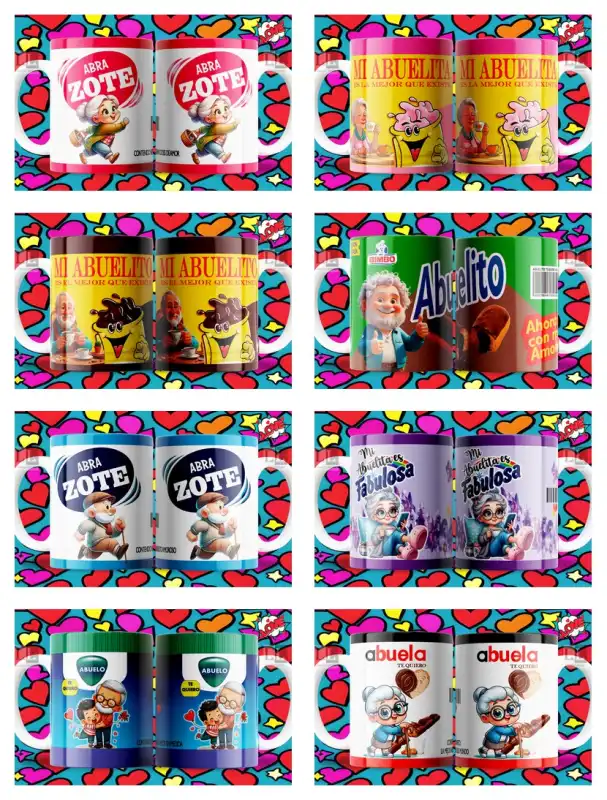 MARCAS ABUELITOS Bimbo zote chocolate nutela 13 plantillas tazas