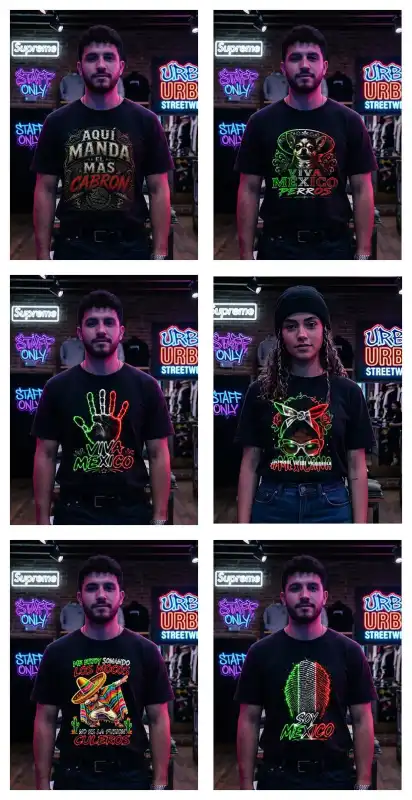 Viv mEXICO fIESTAS PATRIAS PLAYERAS dtf PNG SEMITONOS 10 plantillas