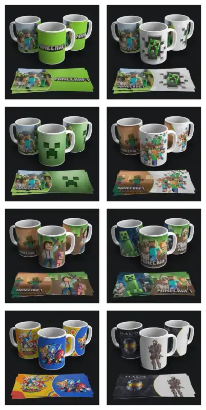 coleccion plantillas videojuegos tazas 58 diseños editables sublimar