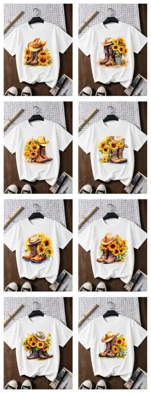 Flores amarillas girasoles botas baqueras 21 diseños png GRATIS