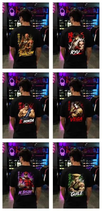 street fighter 15 personajes PNG DTF Semitonos video juegos