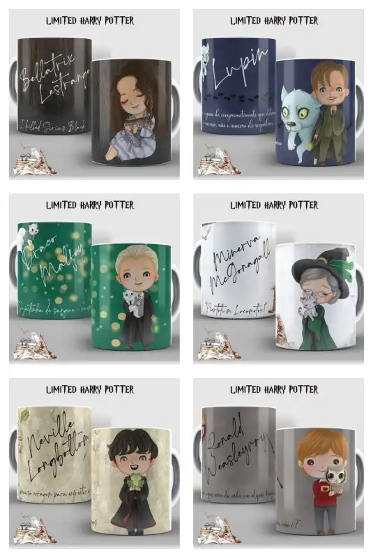 plantillas harry potter acuarela 17 diseños editables tazas sublimar