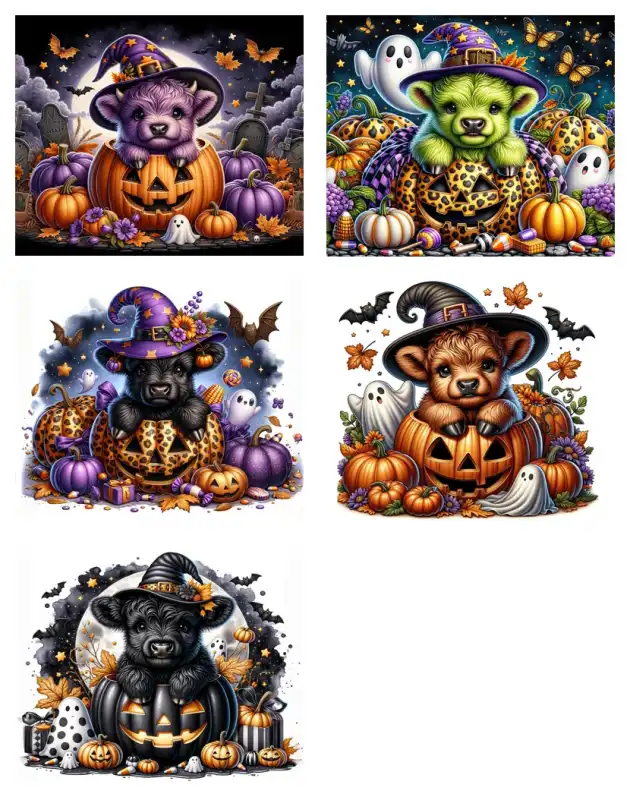Animalitos Halloween 5 plantillas tumbler vaos sublimacion GRATIS