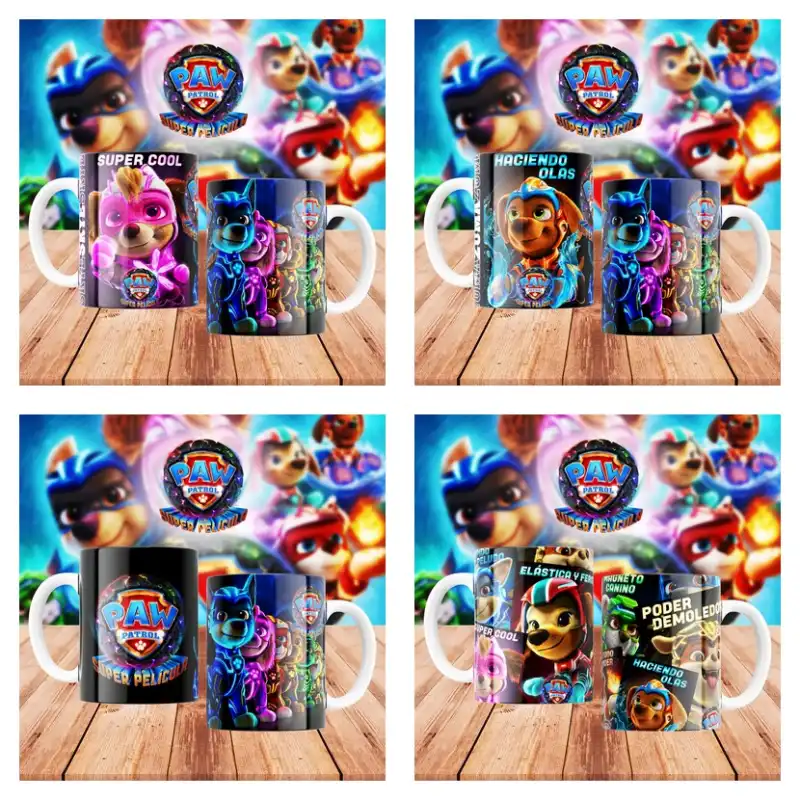 Paw patrol patrulla canina 10 plantillas taza sublimar editables photoshop