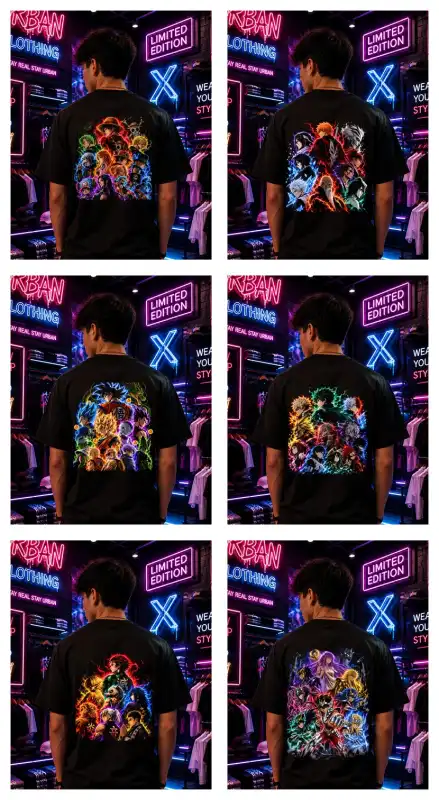 Animes Daragon ball one piece demon slayer sait seiya semitonos dtf playera