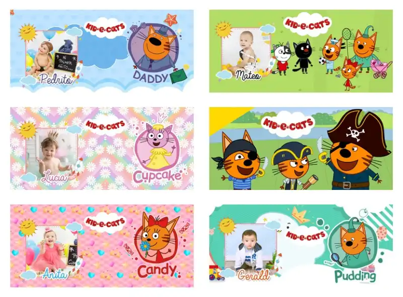 KID-E-CATS caricaturas infantil 12 plantillas editables tazas