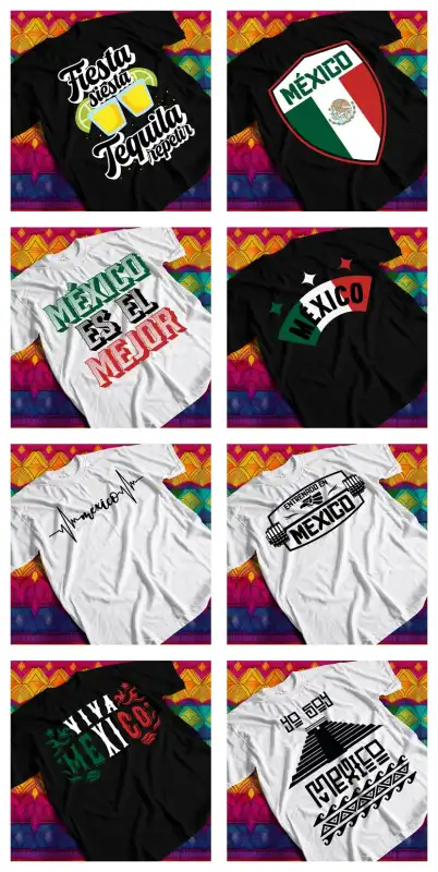 vectores mexicanos Fiestas matrias playeras 32 diseños sublimacion dtf