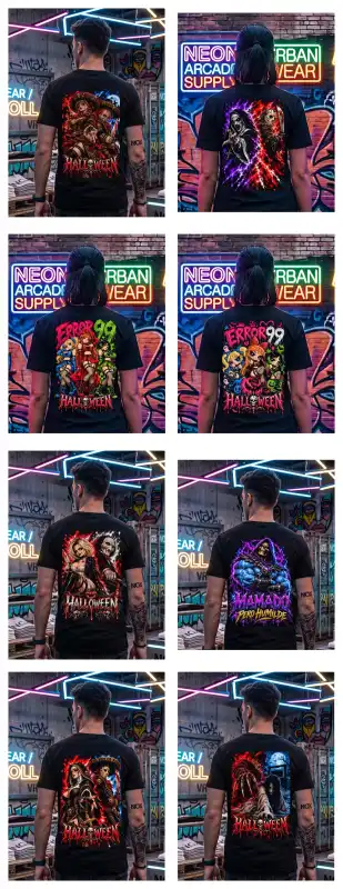 Terror Halloween Error 99 10 personajes dtf semitonos playeras
