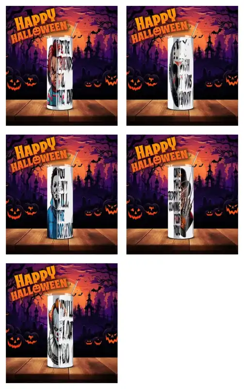 Plantillas Tumbler vasos gratis halloween sublimacion pelicuas terror