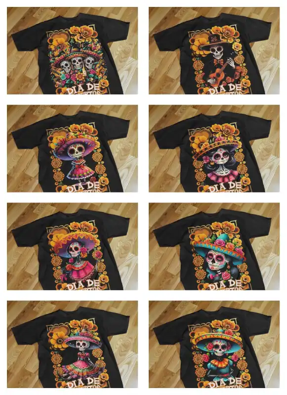 catrinas dia de muertos flores playeras semitonos dtf 15 diseños