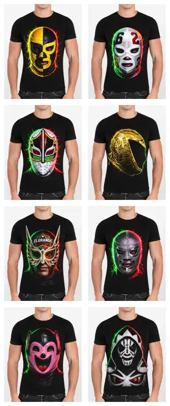 Lucha libre Mexico mascaras AAA Luchadores dtf semitonos 18 diseños playeras