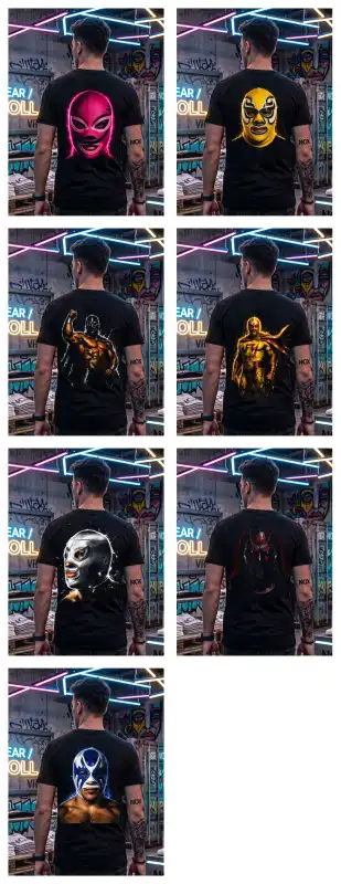 lucha libre mexico dtf semitonos playera 14 diseños, png jpg