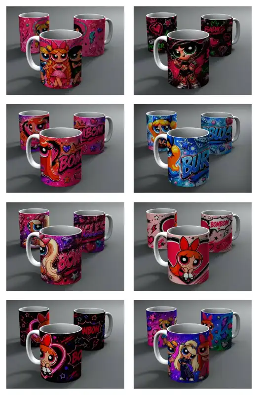 chicas super poderosas bellota burbuja bombom 24 plantillas tazas