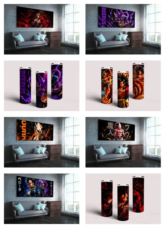 Dragon ball Cuadros tazas tumbler termos plantillas 30 diseños
