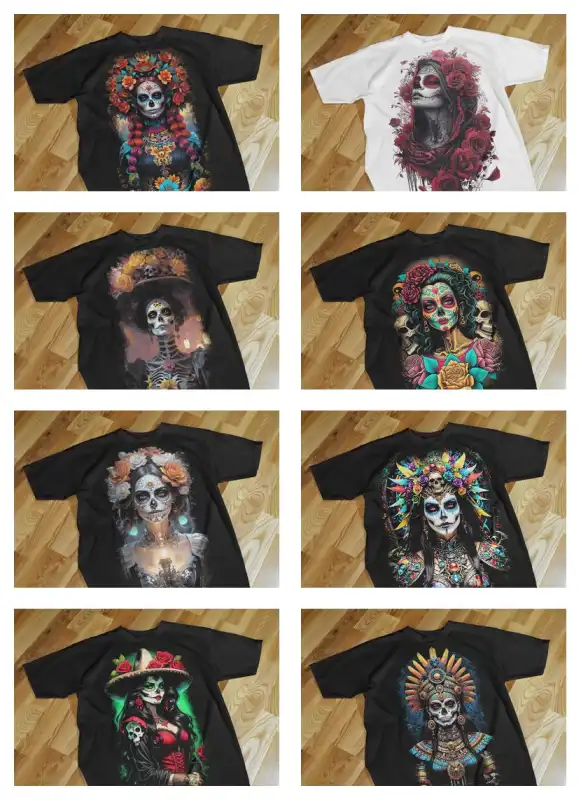 catrinas dia de muertos playeras dtf semitonos 24 plantillas
