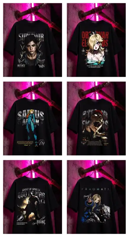 Personajes Video juegos playeras semitonos dtf  10 DISEÑOS