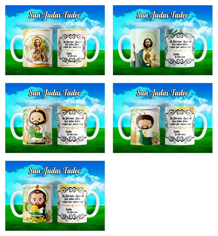 San judas tadeo oraciones infantil plantillas tazas 5 diseños editables