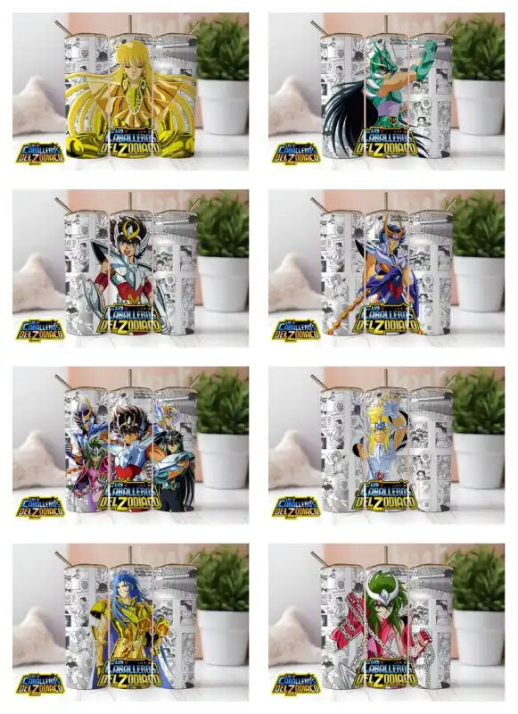 Caballeros del zodiaco saint seiya 9 plantillas tumbler sublimar