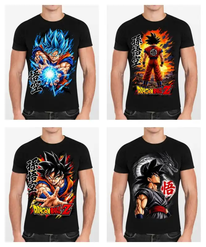 Goku drango ball z blue 4 plantillas png sublimacion dtf