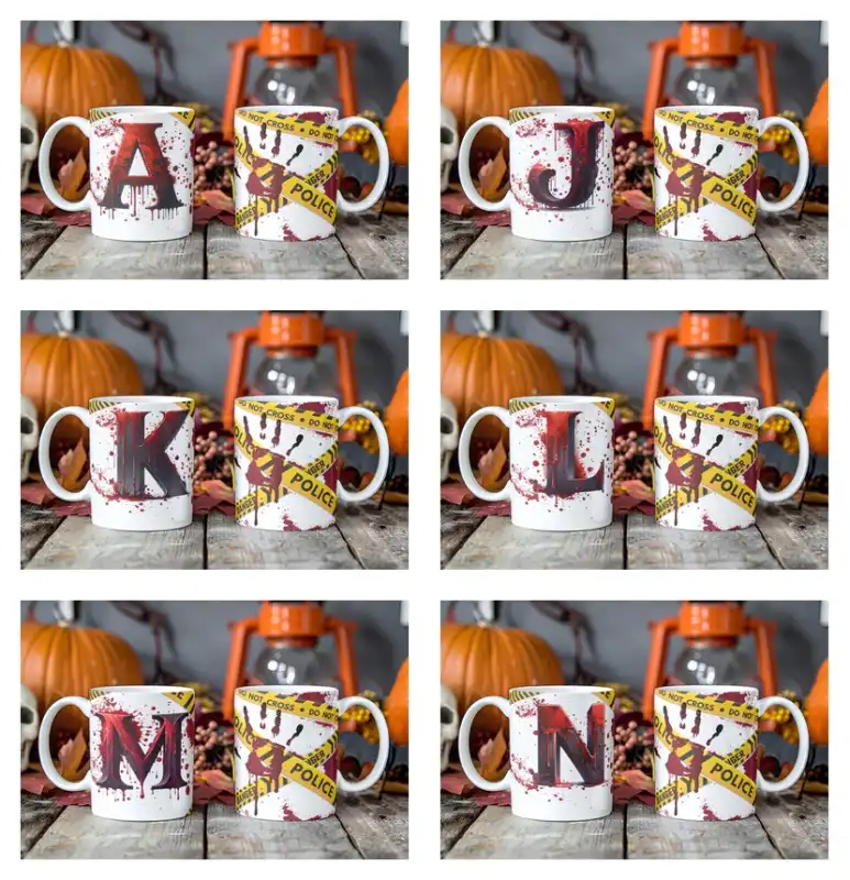Alfabeto halloween terror abecedario 26 plantillas tazas