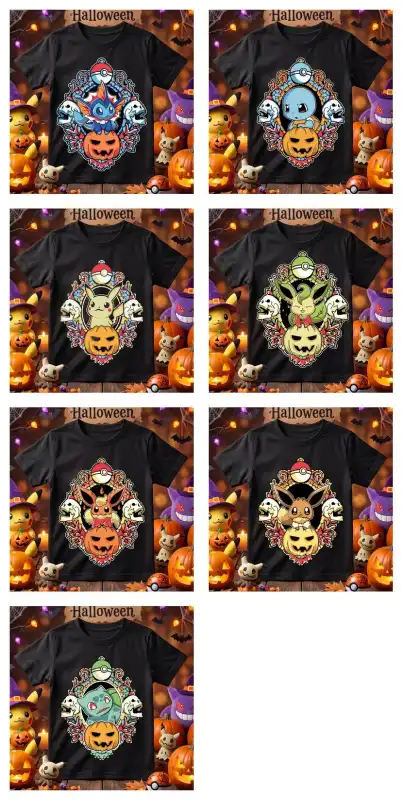 pokemon halloween vectores 7 diseños pdf editables sublimacion